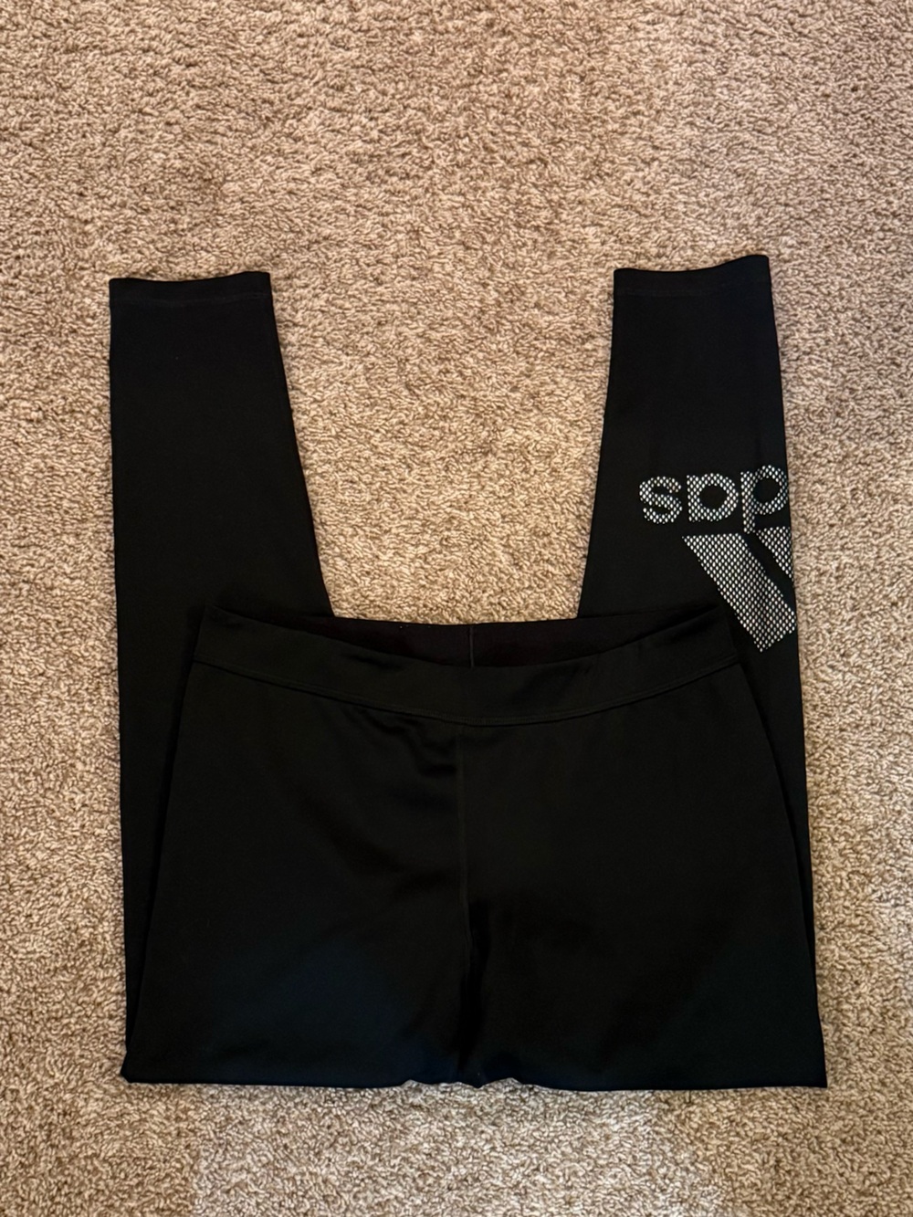 adidas Black Girls' Athletic Leggings with Reflective Logo